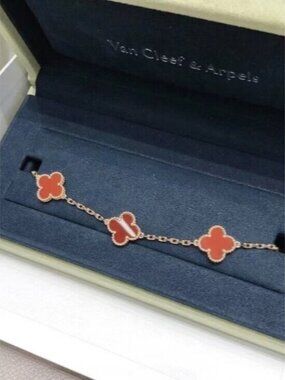 Van Cleef & Arpels Red and Gold Alhambra Bracelet